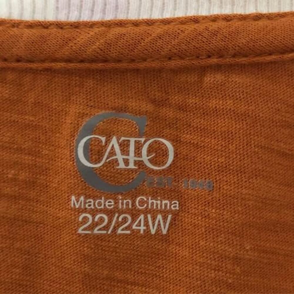 Blouse 2X 22-24 Cato burnt Orange “Fall Lays Ahead” 27” p-p, 26” length, C5818 - Picture 5 of 5